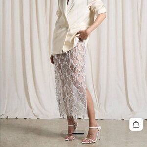 Elegant White Sequence Skirt